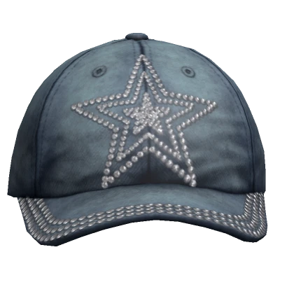 Simple Denim Star Rhinestone Cap