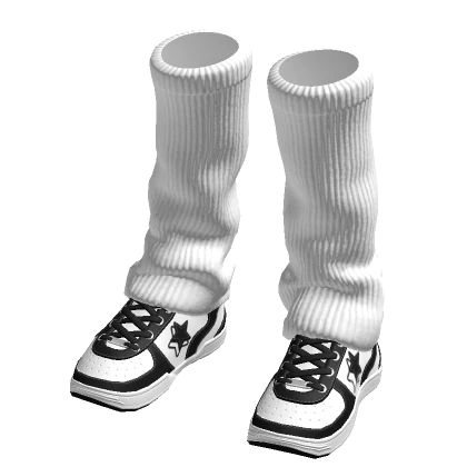 Black/White Sneakers with White Leg Warmers