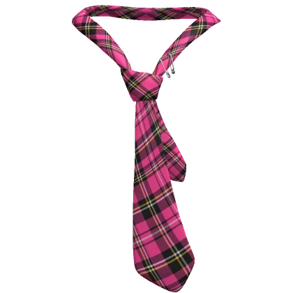 Y2K Pink Tartan Plaid Loose Tie