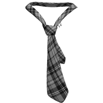 Y2K Grey Tartan Plaid Loose Tie