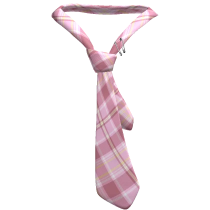 Y2K Baby Pink Tartan Plaid Loose Tie