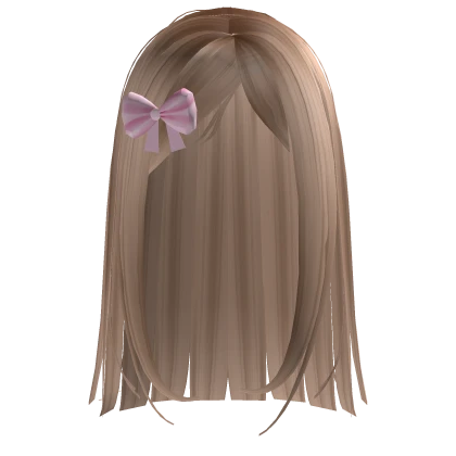 Long Blonde Hair with Pink Bow