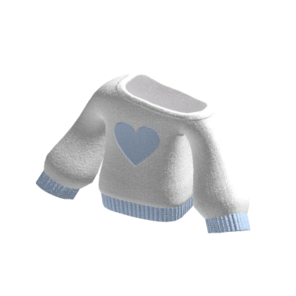 🍀Off Shoulder Heart Sweatshirt (Blue)