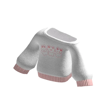 🍀Off Shoulder Bunny Print Sweatshirt (Pink)