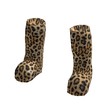 ♡ fluffy leopard boots