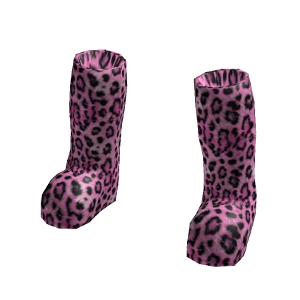 ♡ fluffy pink leopard boots