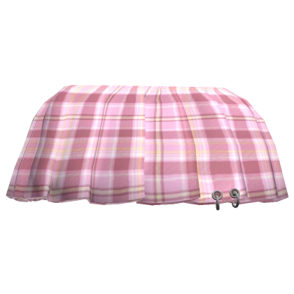 Pink Tartan Plaid Pierced Pleated Skirt