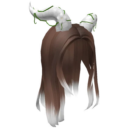 Long Brown Hair with White Horns