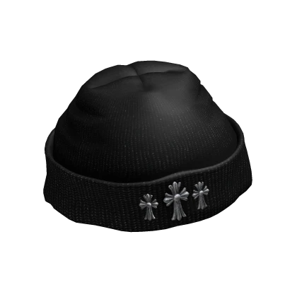 Chrome 3 Cross Distressed Beanie