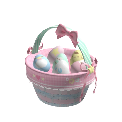 Easter egg basket holdable spring multi pastel bow