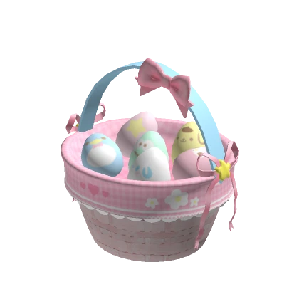 Easter egg basket holdable spring pastel pink bow