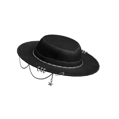 Black Chained Sun Brim Hat Star