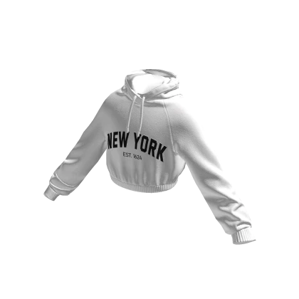 Cropped White New York Hoodie