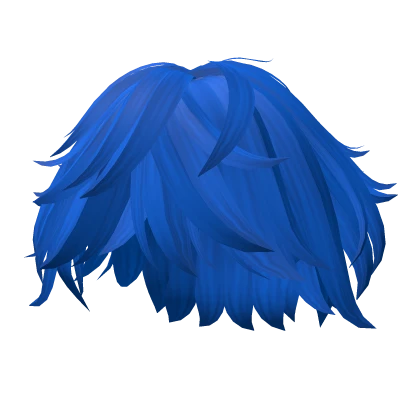 Short wavy messy blue hair w short mullet