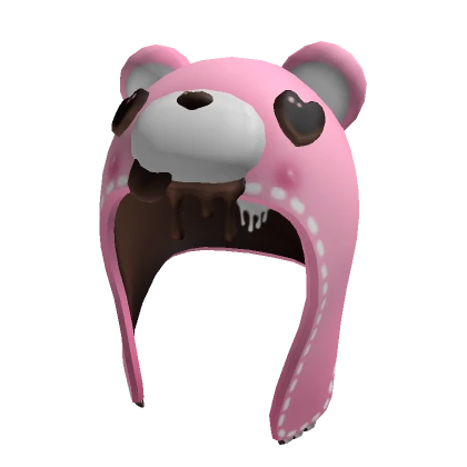 cute pink hungry bear chocolate kawaii hood hat 