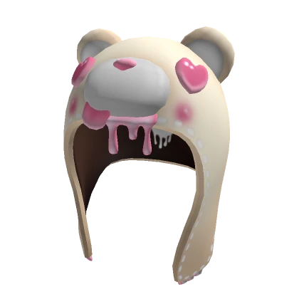 cute pink hungry bear chocolate kawaii hood hat 