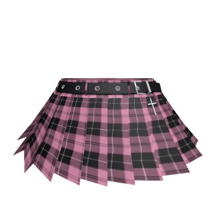 Chibi Doll Goth Skirt - Plaid Pink