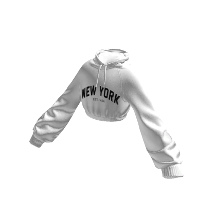 Oversized Cropped White New York Hoodie