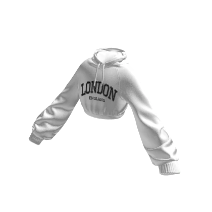 Oversized Cropped White London Hoodie