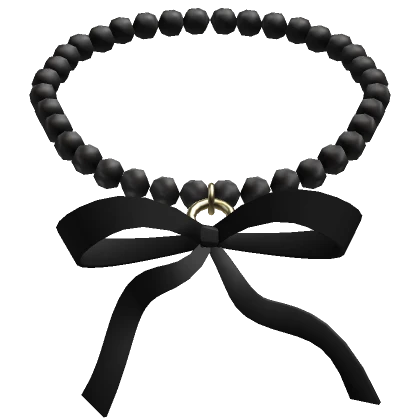 Black Pearls Necklace w Black Bow