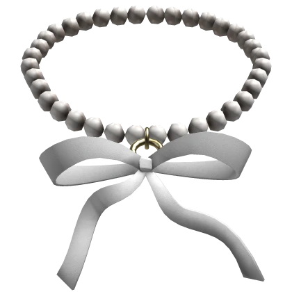 Pearls Necklace w White Bow