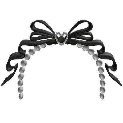 Princess Pearl Headband w Black Bow