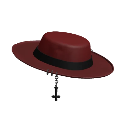 [V1] Crimson Pierced Wide Brim Hat