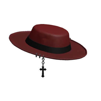 [V2] Crimson Pierced Wide Brim Hat