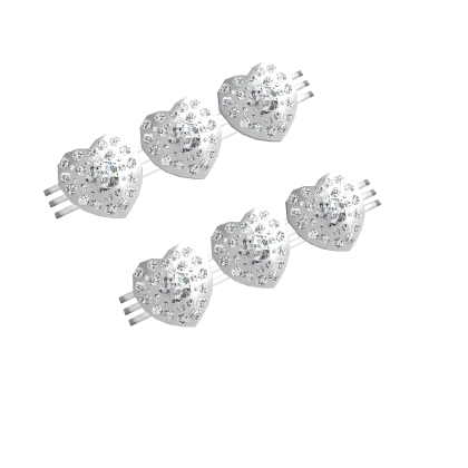 Silver Heart Diamond Hair Clips [Right]