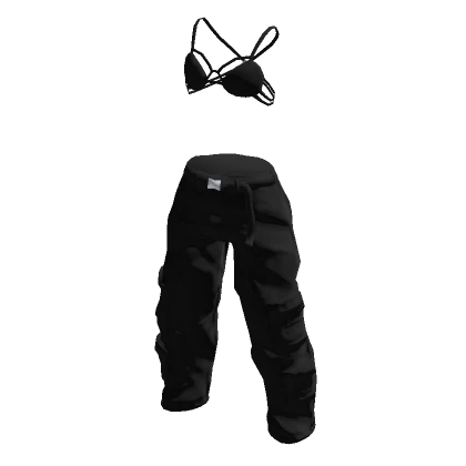 black cargo y2k fit