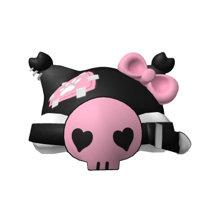 Pink Y2K Fluffy Skull Beanie