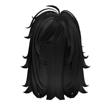 Messy Side Sweep Emo Scene Hair in Black