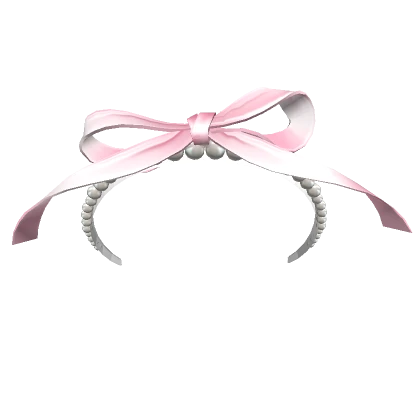 pink princess pearl headband with satin ribbon