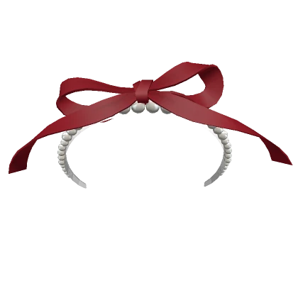 red princess pearl headband with satin ribbon