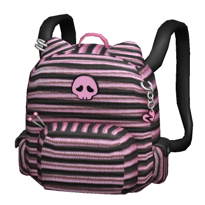 ♡ knit emo skull striped backpack