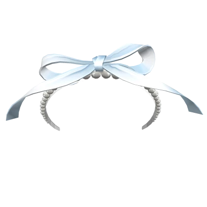 blue princess pearl headband with satin ribbon