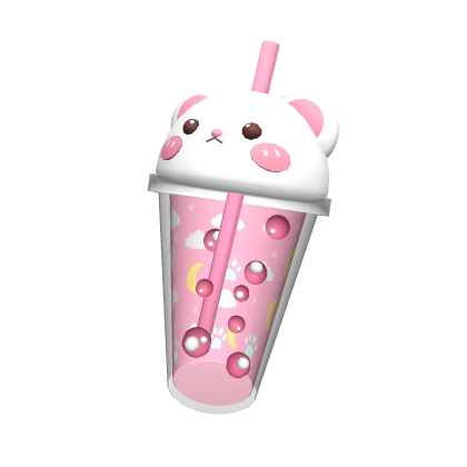 Cute White Pink Bear Boba