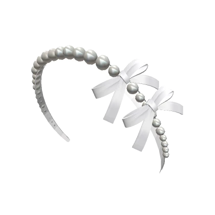 white princess pearl headband w satin mini ribbons