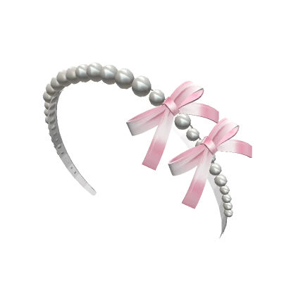 pink princess pearl headband w satin mini ribbons