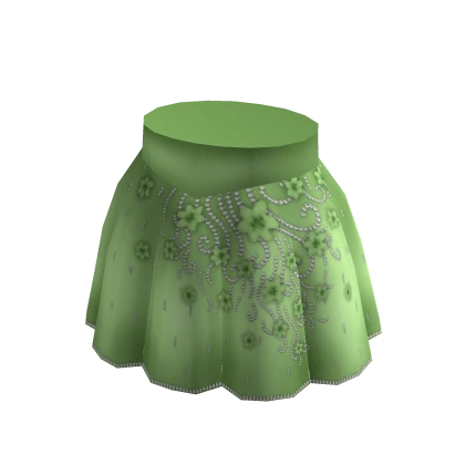 Floral Figure Skating Skirt - Green