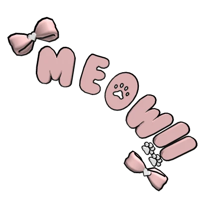 Meow Cute Pink Text