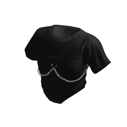 Black Chain Corset Crop Top Tee