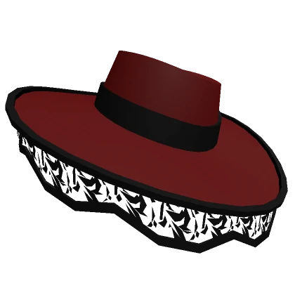 Wide Brim Red And Black Lace Hat