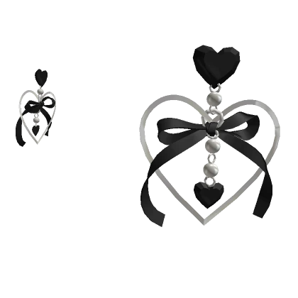 black princess heart hoop satin ribbon earrings