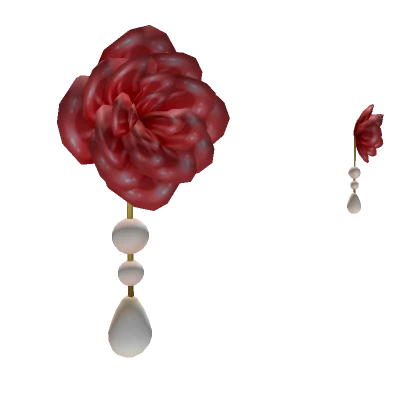 Pearl Rose Earrings - Red