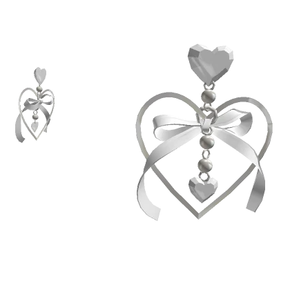 white princess heart hoop satin ribbon earrings