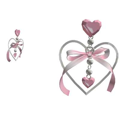 pink princess heart hoop satin ribbon earrings