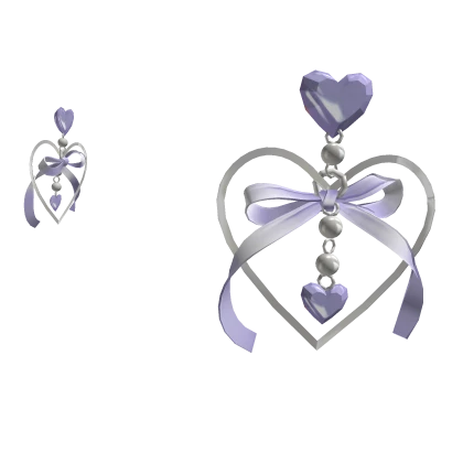 purple princess heart hoop satin ribbon earrings