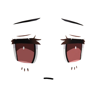 Cute Anime Sad 3D Face - Red