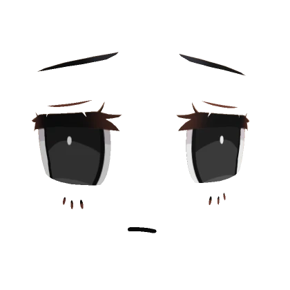 Cute Anime Sad 3D Face - Black